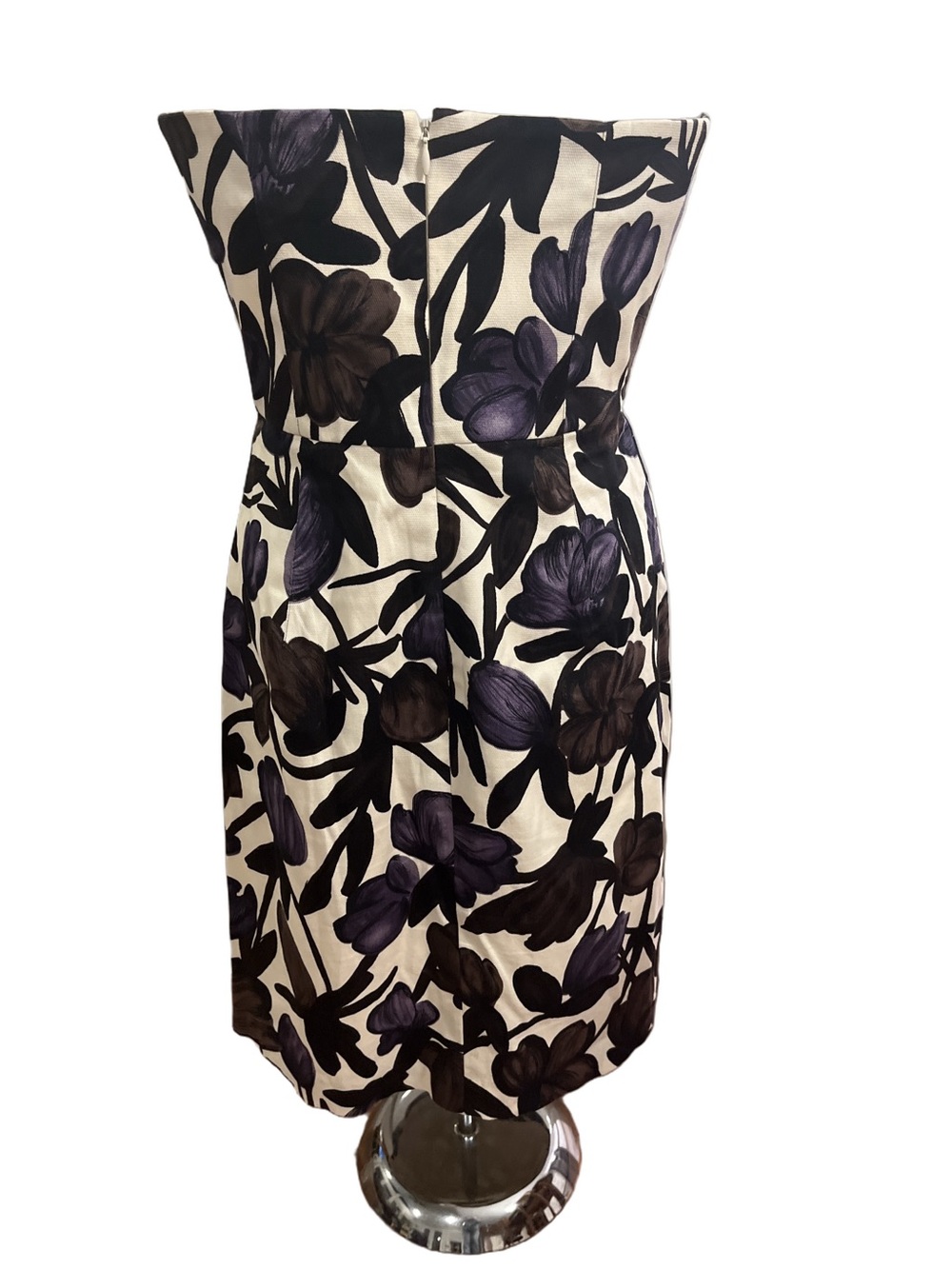 Banana Republic Strapless Floral Dress in Cream, Purple, Brown & Black size 6 - Picture 4 of 7